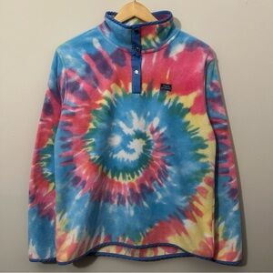 Simply Southern Tie Dye Fleece Pullover Sweater 1/4 Snap Womens Size Large